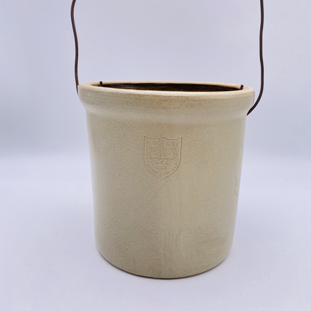 Maple City Pottery Crock 2 By 2 Noah's Ark W/Handle Salt Glazed Primitive Farm - Picture 4 of 7